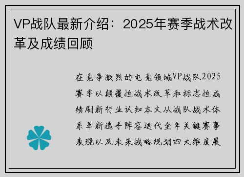 VP战队最新介绍：2025年赛季战术改革及成绩回顾